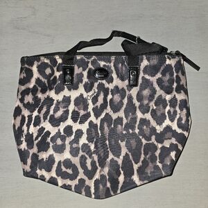 Coach Black and Cream Leopard Small Tote